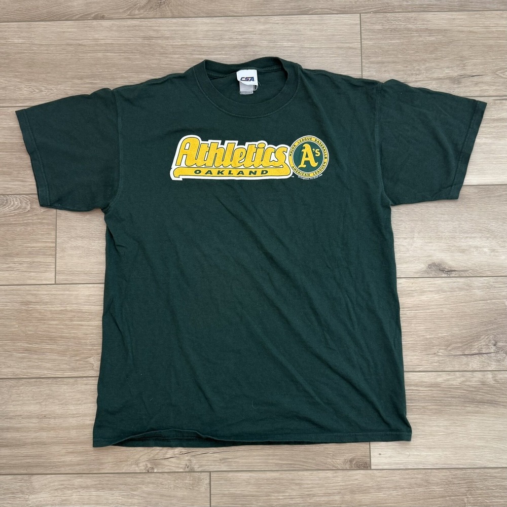 Vintage Y2K Oakland Athletics A's Baseball Green T-Shirt Men's Size XL Tee VTG
